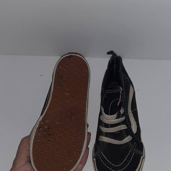 Little boys shoes size 8.5 black high tops Van off the Wall zipper elastic laces - Picture 9 of 9